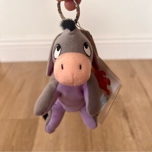 Disney Winnie The Pooh,‎ Eeyore Keychain Bag Plush Toy, Gray Purple 5” NWT